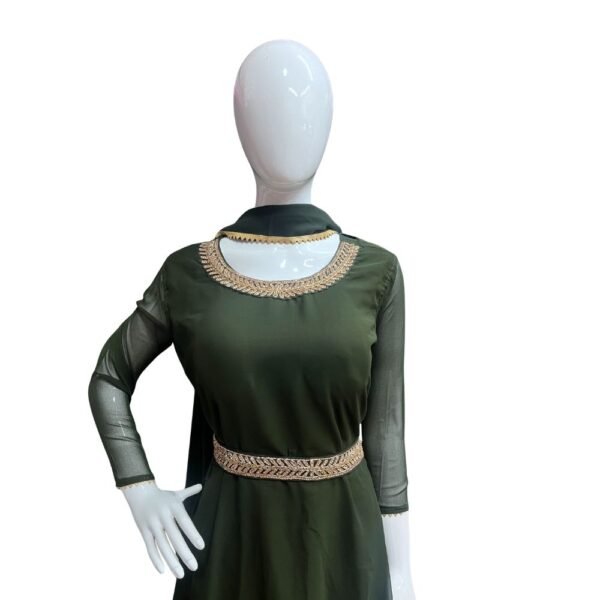 Designer Party Wear Gown with Dupatta and  Extra Belt with Beats Work